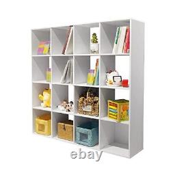 Wooden Storage Organizer Bookcase, Bookshelf System Display 4x4 White-new