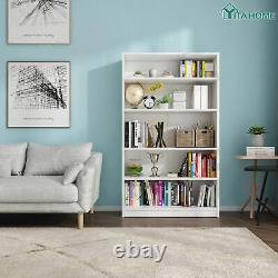 YITAHOME Bookshelf Bookcase Wood 5-Shelf Wide Storage Display Adjustable White