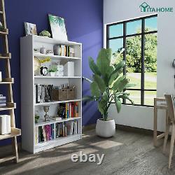 YITAHOME Bookshelf Bookcase Wood 5-Shelf Wide Storage Display Adjustable White