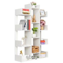12-shelf Bibliothèque Tree Bookshelf Book Rack Display Étagère Rangement Organisateur Blanc