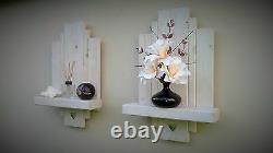 2 Rustique Reclaimed Floating Wall Shelf Sconce Storage Art Display Unit Meubles