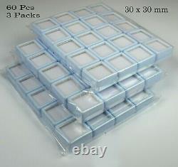 3 Pack 60 Pcs/30mm Boîte En Plastique Blanc Stockage Pour Pierres Gemmes / Complete Gem Display