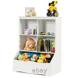 3-tier Bibliothèque Pour Enfants Toy Bin Floor Armoire Display Organisateur Blanc