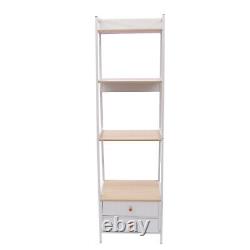 4-shelf Ladder Bookshelf Magazine Storage Display Rack Organisateur Blanc