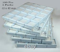 5 Pack 100 Pcs/42mm Boîte En Plastique Blanc Pour Gemmes / Affichage De Gemme De Diamant