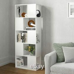 5 Tier Bibliothèque Freestanding Libraryhelf Wood Storage Display Cabinet Unit Blanc
