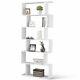 6 Tier S-shaped Bookcase Z-shelf Style Storage Display Modern Bookshelf Blanc