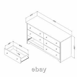6-drawer Double Dresser Modern Bedroom Vêtements Organisateur Display Storage Blanc