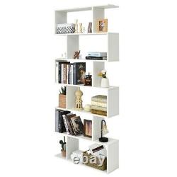 6-tier S-shaped Libraryhelf Display Library Decor Z-shelf Librarycase Blanc