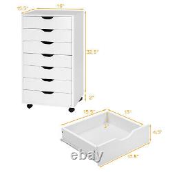 7 Tiroir Dresser Chest Mobile Storage Cabinet Display Organizer On Wheels Blanc