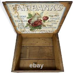 Antique Fairbank's Fée Pure Savon Flottant Blanc Boîte en Bois Présentoir de Magasin de Campagne