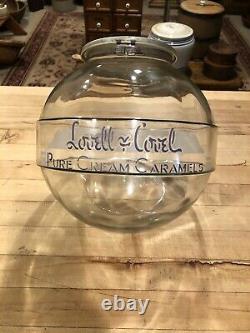 Antique Verre Lovelle & Covel Pot Caramel- Comptoir Grand Magasin Affichage