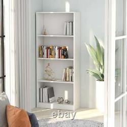 Armoire De Livre 4-tier Librairie Rangement Organisateur Display Storage Bookshelf White
