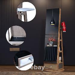 Armoire à bijoux à LED 360°, avec miroir pleine longueur, tiroir inférieur et étagère