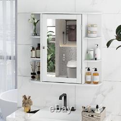 Armoire à miroir murale polyvalente de rangement pour salle de bain Costway Blanc