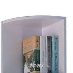 Armoire d'angle d'exposition en bois fini blanc avec 5 étagères et rangement pour livres