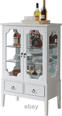 Armoire d'angle de rangement de présentoir de curiosités de Versailles avec étagères en verre (blanc)