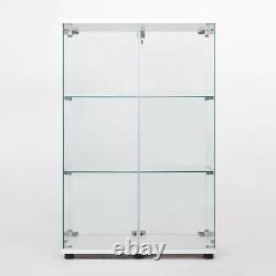 Armoire vitrée à deux portes facile à assembler avec 3 étagères - Meuble de présentation en verre