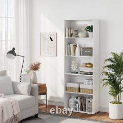 Bibliothèque de rangement à 5 étagères, meuble d'affichage multifonctionnel moderne, armoire blanche