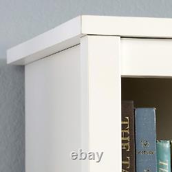 Bibliothèque en bois à 3 étagères avec portes, meuble de rangement et d'exposition, étagère à livres, blanc doux