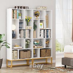 Bibliothèque étagère en bois blanc avec rangement cubby et affichage ouvert pour bureau à domicile ou chambre