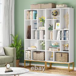 Bibliothèque étagère en bois blanc avec rangement cubby et affichage ouvert pour bureau à domicile ou chambre