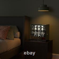 Boîte Remontoir Automatique Compacte à LED pour 8 Montres avec Étui de Rangement d'Affichage pour 6 Montres