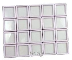 Boîte de présentation de gemmes en verre blanc 4x4cm. Livraison gratuite