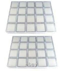 Boîte de rangement d'affichage de gemmes en verre de premier choix (6 x 6 cm) Blanc, Noir