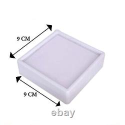 Boîte de rangement d'affichage de gemmes en verre haut de gamme (Blanc, 9 x 9 cm)