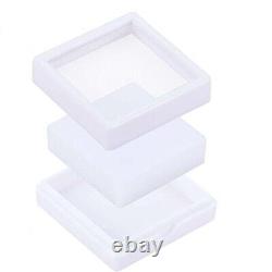 Boîte de rangement d'affichage de gemmes en verre haut de gamme (Blanc, 9 x 9 cm)