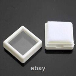 Boîte de rangement d'affichage de gemmes en verre supérieur de 3 x 3 cm (blanc)