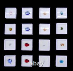 Boîte de rangement d'affichage de pierres précieuses avec couvercle en verre, pour gemmes, outils, pièces et bocaux (blanc, 3 x 3 cm)