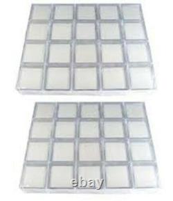 Boîte de rangement d'affichage de pierres précieuses en verre de qualité supérieure (blanche, 5 x 5 cm)