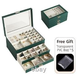 Boîte de rangement pour bijoux avec couvercle transparent à rabat pour afficher les boucles d'oreilles et les colliers Boîte à bijoux