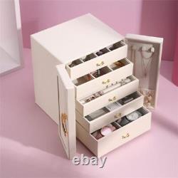 Boîte organisatrice de bijoux Afficher 5 couches Boîte de rangement de tiroirs en cuir PU