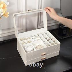Boîtes de rangement de bijoux de voyage avec étui à bijoux portable et support pour boucles d'oreilles