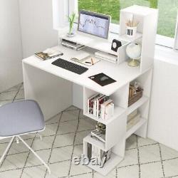 Bureau d'ordinateur moderne avec étagères de rangement et bibliothèque pour le bureau à domicile