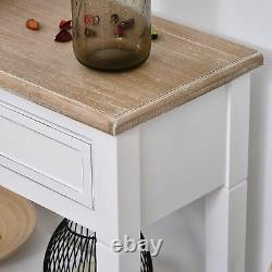 Console De Style Rustique Table De Rangement Compacte Étagères D'affichage Hallway Blanc