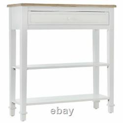 Console De Style Rustique Table De Rangement Compacte Étagères D'affichage Hallway Blanc