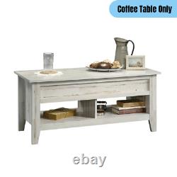Country Farmhouse Lift-top Coffee Table Display Storage Desk Distressed White