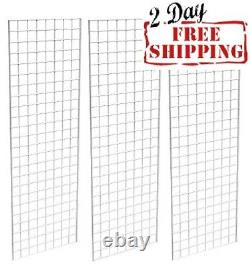 Display Grid Rack 3 Pack 5 Ft White Retail Metal Stand Wall Store Wire Organizer