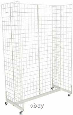Display Grid Rack 4 Panneaux White Rolling Wire Retail Store Craft Show Art Stand