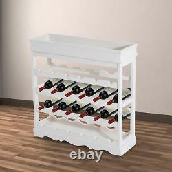 Elegant Wine Rack Wooden Storage Display 4 Étagères 24 Porte-bouteilles Comptoir