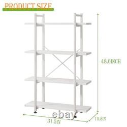 Étagère à livres 4 niveaux, étagère de rangement moderne à 4 niveaux en bois blanc ouverte