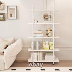 Étagère à livres 5 niveaux en bois blanc, étagère de rangement moderne à étagères ouvertes
