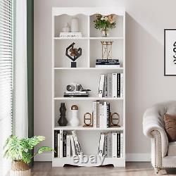 Étagère à livres blanche et grande, étagère moderne de rangement pour affichage, étagères de rangement pour la maison ou le bureau