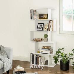 Étagère à livres en bois blanc à 5 niveaux, autonome, étagère d'exposition et séparateur de pièce