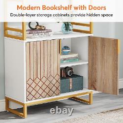 Étagère à livres en bois moderne avec portes, étagère ouverte, étagères de rangement, vitrine