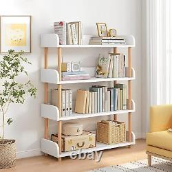 Étagère à livres ouverte en bois à trois niveaux pour bibliothèque, bureau à domicile ou armoire de rangement, blanc